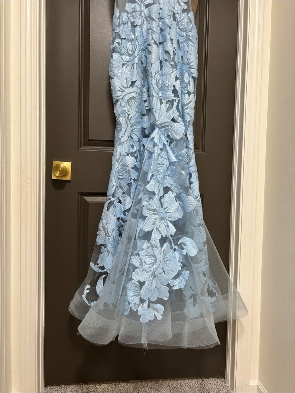 Jovani light blue lace mesh dress 10 - Picture 10 of 13